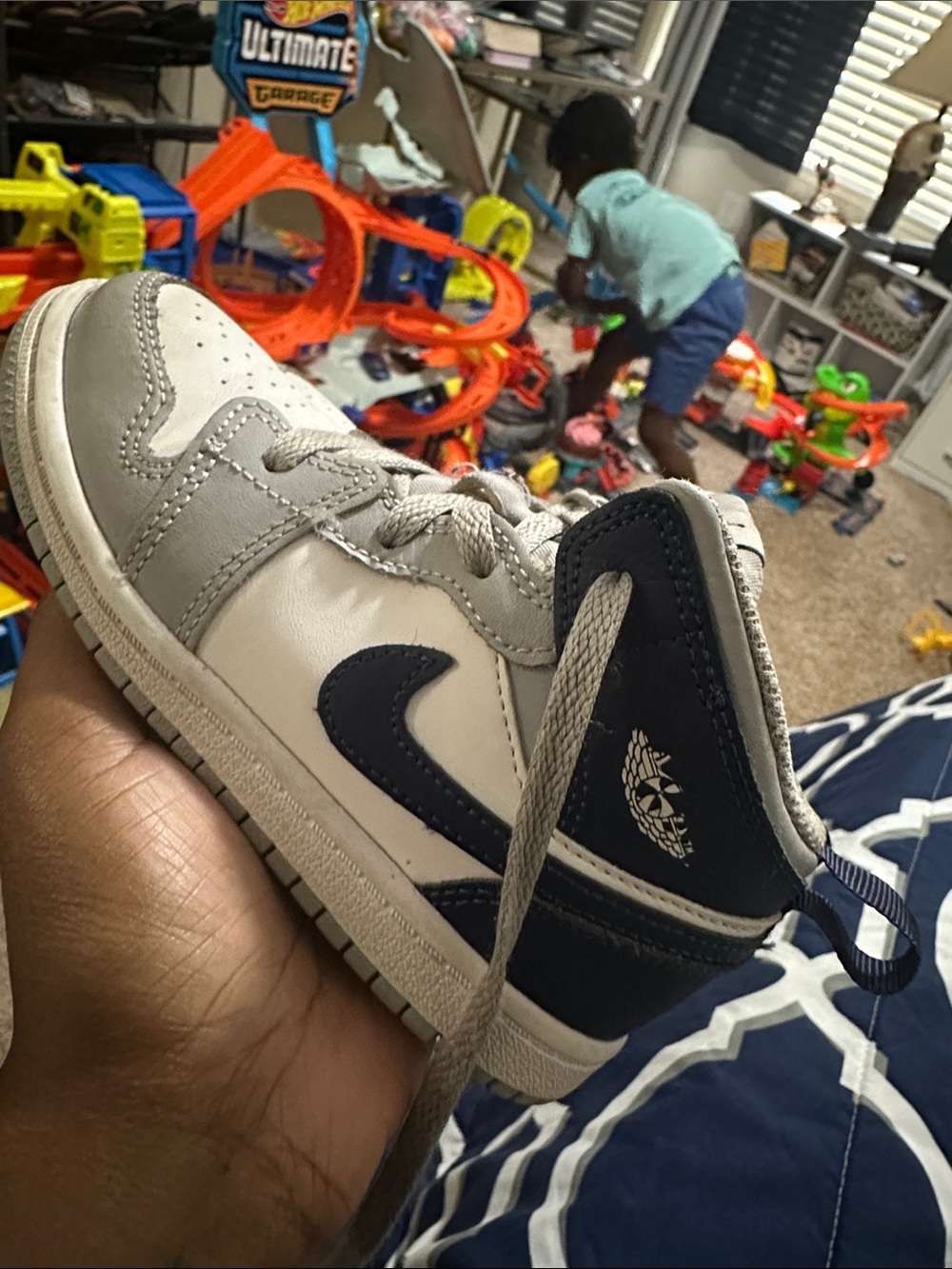 Air Jordan 1 Mid Top - Navy/Gray